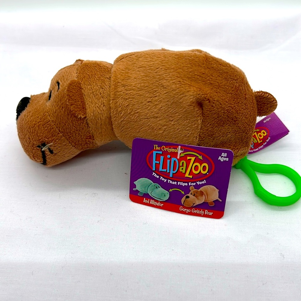 Flipazooo Plush brown bear and green alligator  dangler